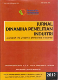 Image of JURNAL PENELITIAN INDUSTRI VOL 23 NO 2 DES 12
