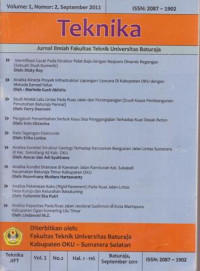 Image of TEKNIKA JURNAL ILMIAH FAKULTAS TEKNIK UNIVERSITAS BATURAJA VOL 1 NO 2 SEP 11