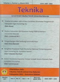 Image of TEKNIKA JURNAL ILMIAH FAKULTAS TEKNIK BATURAJA VOL 2 NO3 MAR12